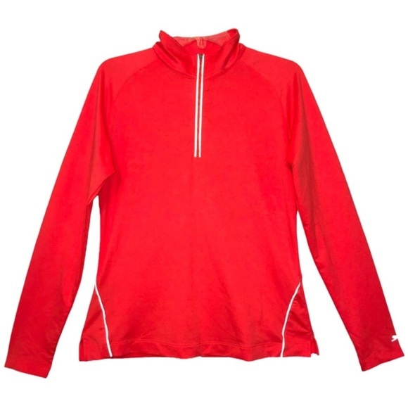 Slazenger Tops - Slazenger Bright Orange Athletic Long Sleeve 3/4 Zip Reflective Top Size Medium